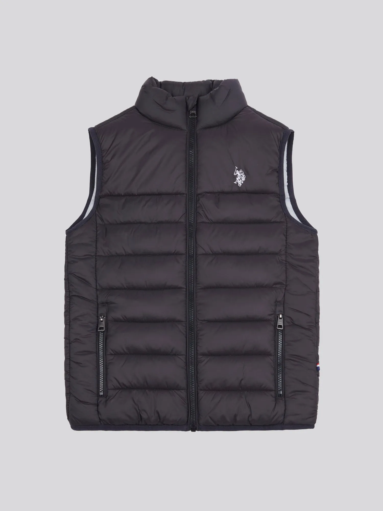 Boys Panelled Quilted Gilet in Black Bright White DHM