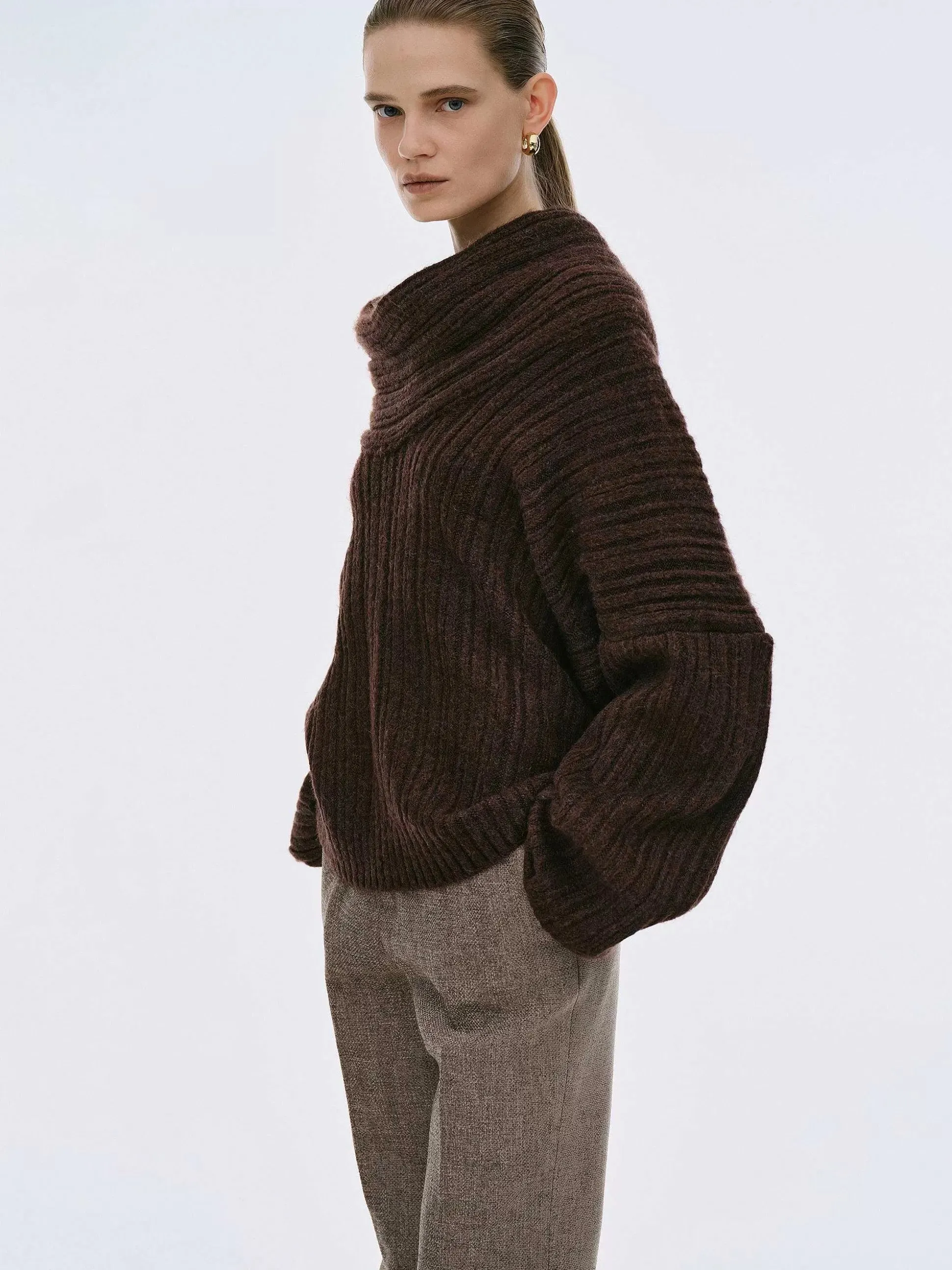 Brit & Boho™ I Becca Oversized High Roll Knit Pullover