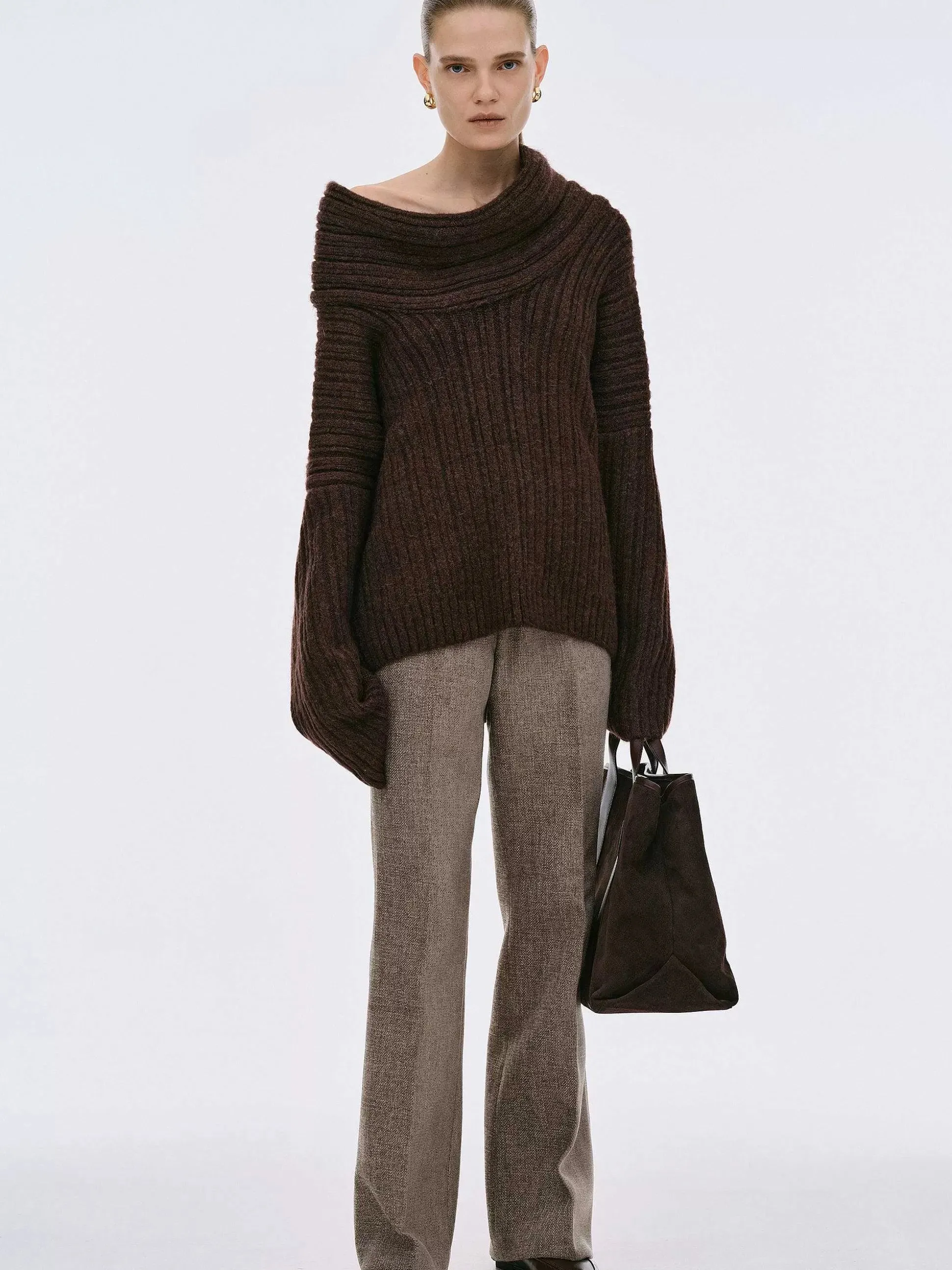 Brit & Boho™ I Becca Oversized High Roll Knit Pullover