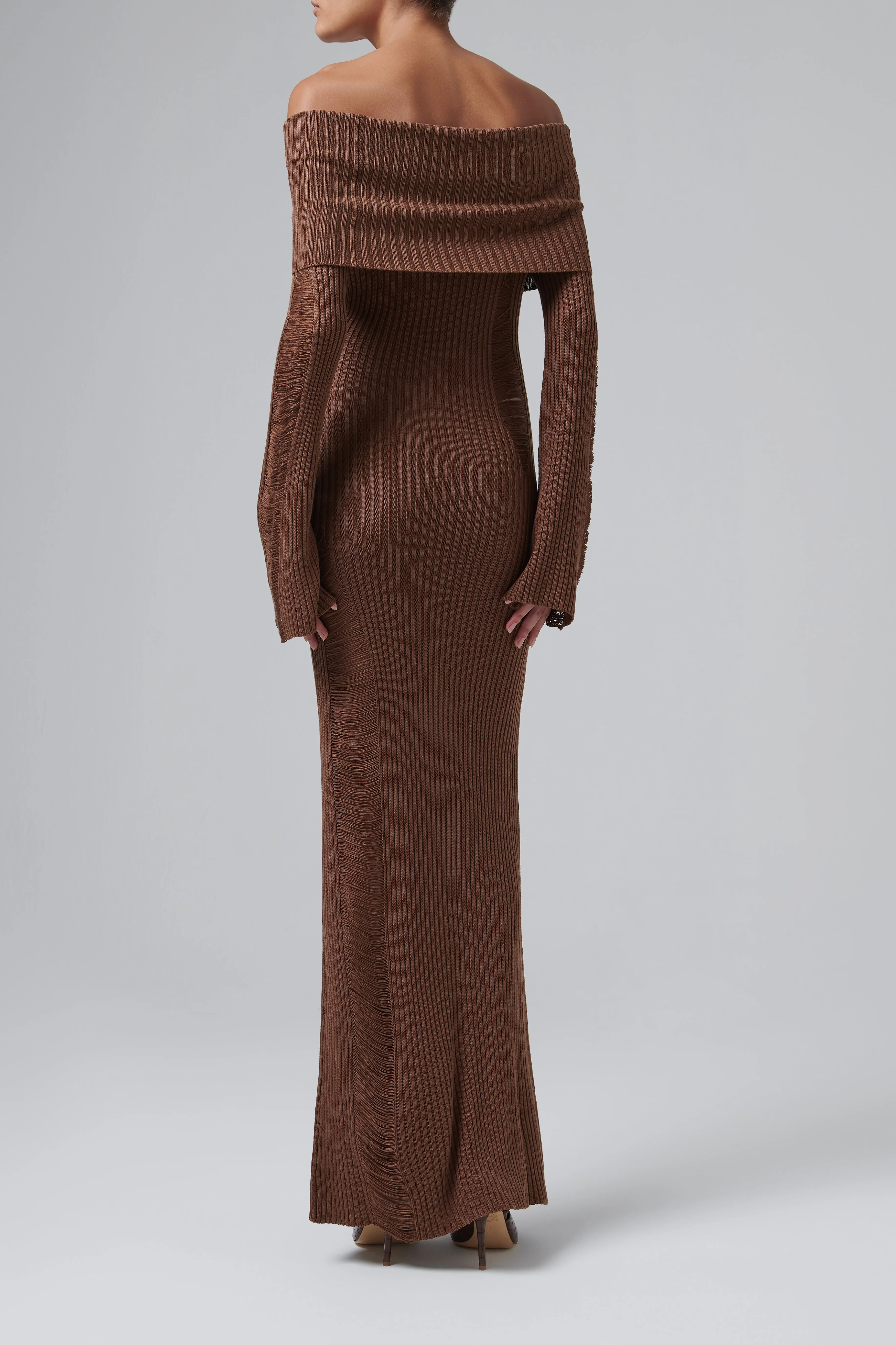 Brown Danica Light Knit Maxi Dress