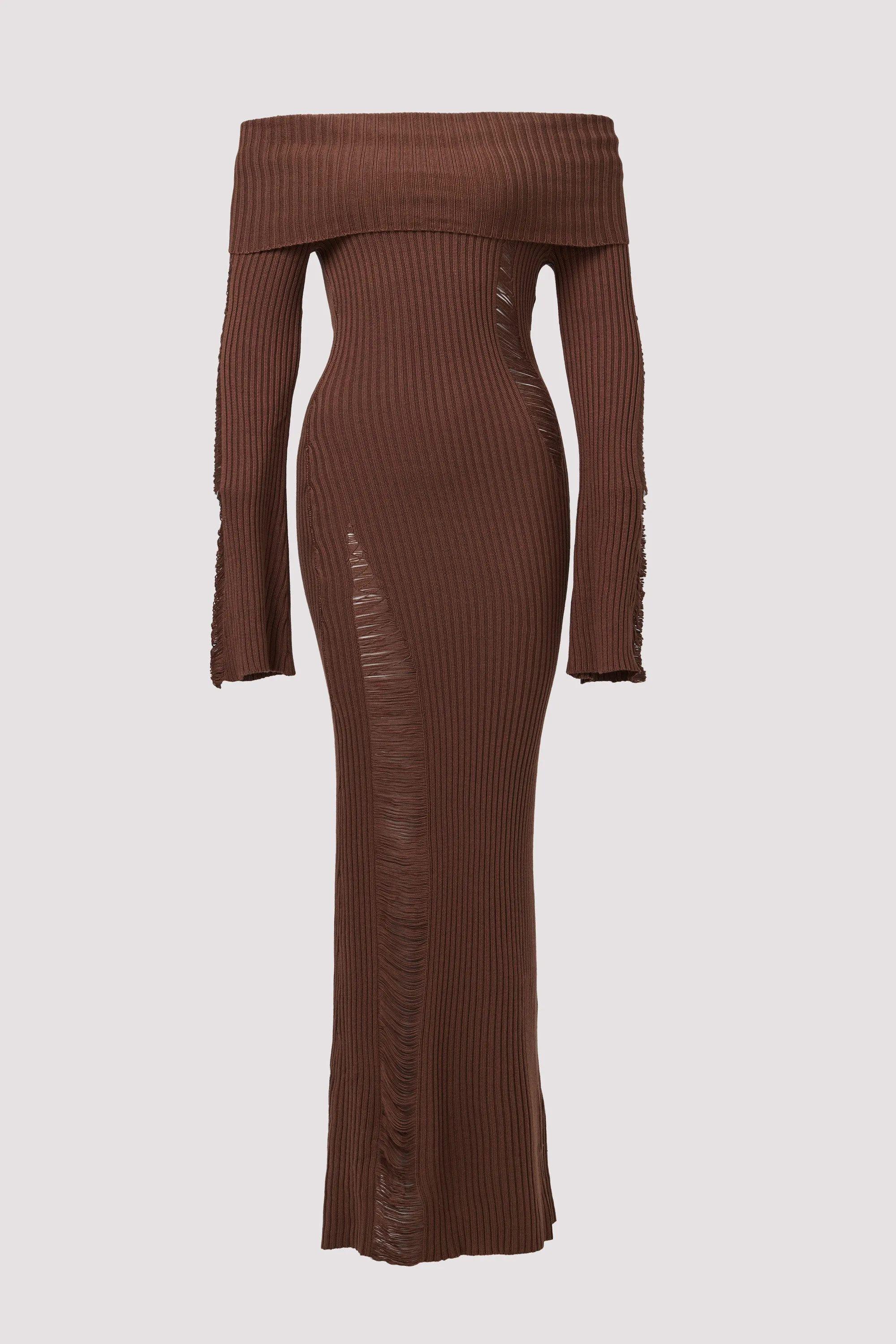 Brown Danica Light Knit Maxi Dress