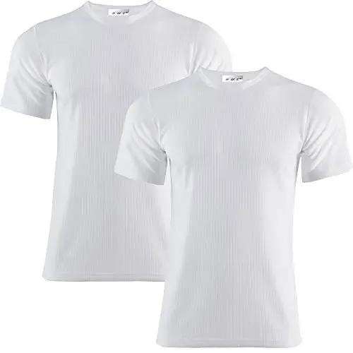 B.U.L ® 2 Mens Extreme Hot Thermal Underwear Set Short Sleeve Vest Suitable for Winter, Outdoor Work, Travel, Camping & Ski Wear Size S-XL (L, White)