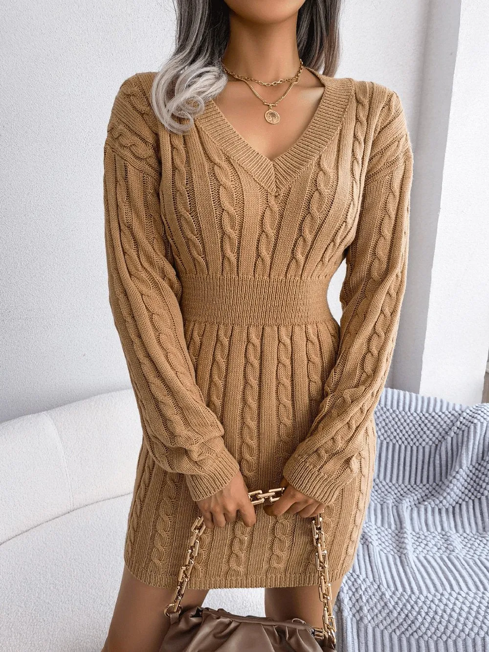 Cable Knit Sweater Dress