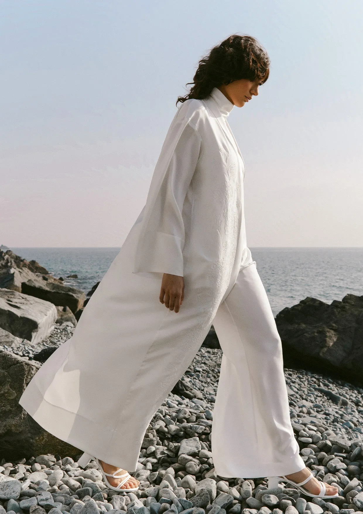Calla Embroidered Floor-Length Silk Abaya