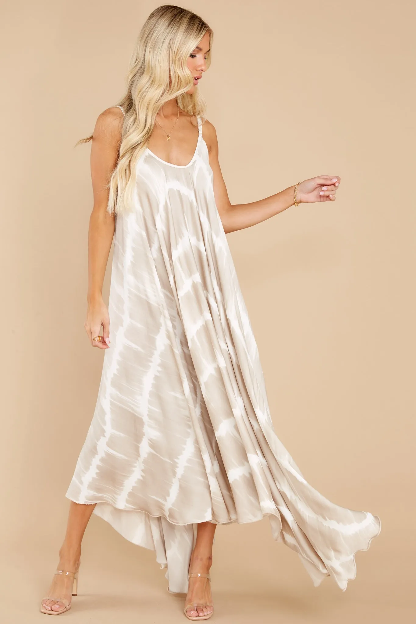 Casandra White Champagne Tie Dye Maxi Dress