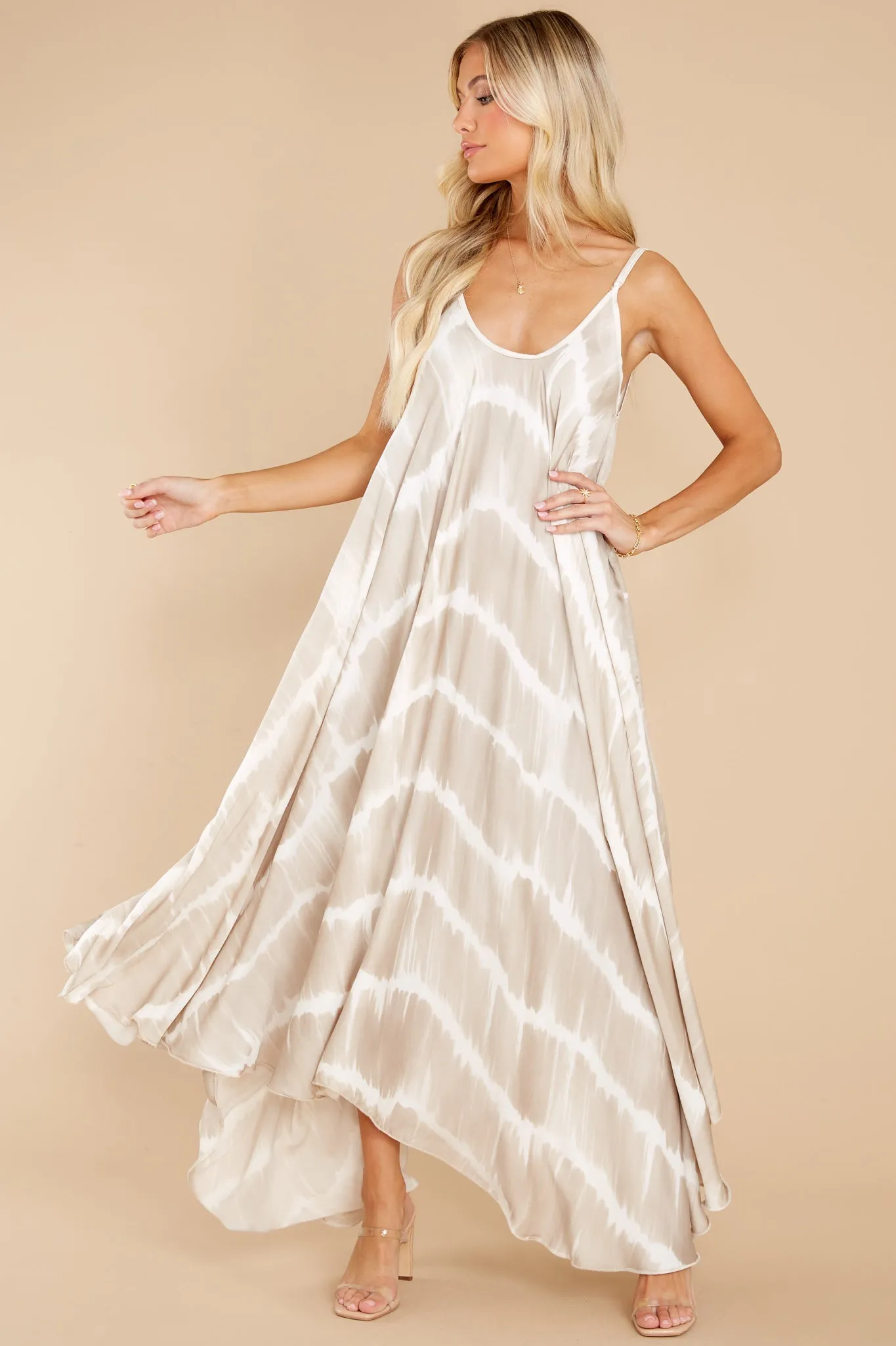 Casandra White Champagne Tie Dye Maxi Dress