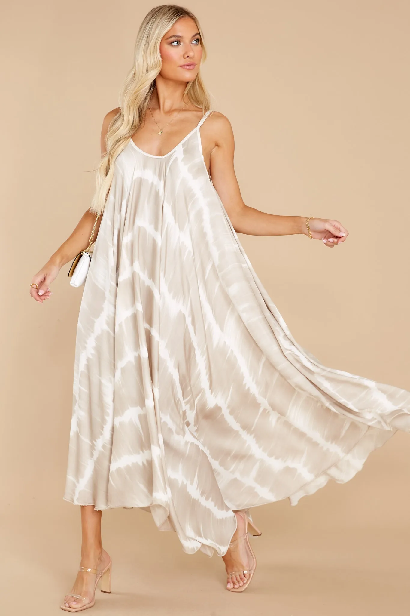 Casandra White Champagne Tie Dye Maxi Dress