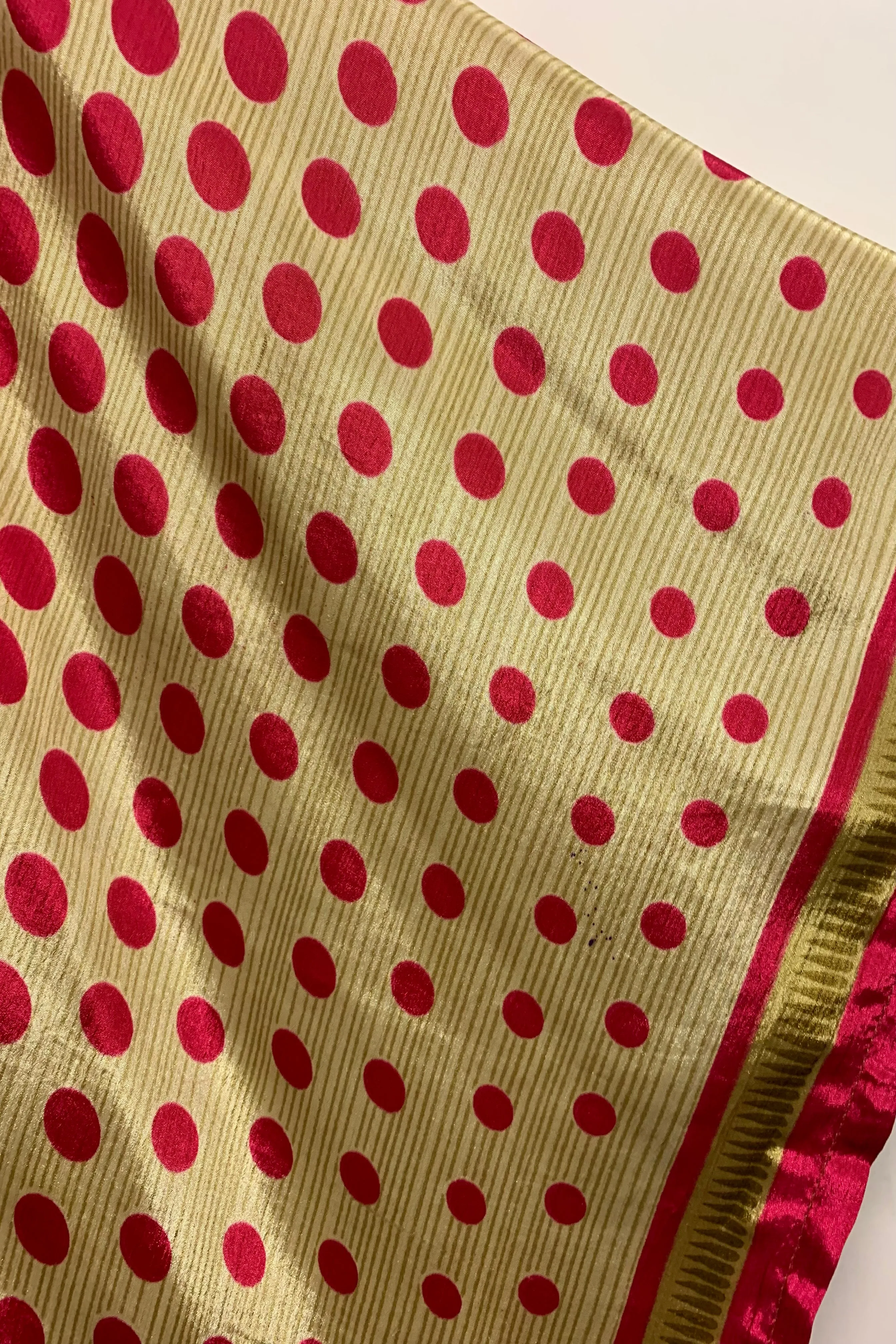 Cassandra Maxi Kaftan - Cerise Flowers & Spots - Vintage Sari - Size S/M