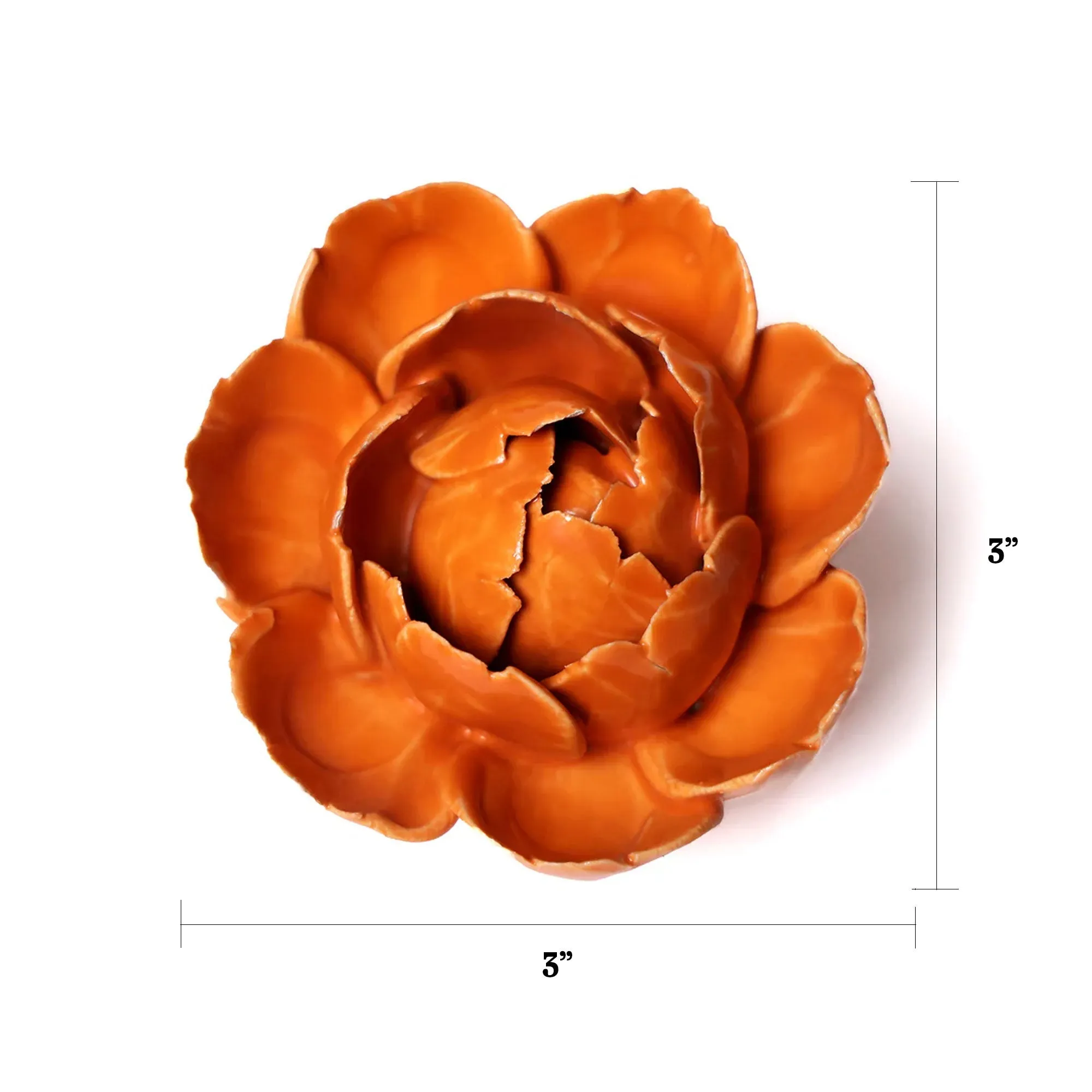 Ceramic Flower Wall Art Peony Orange 6