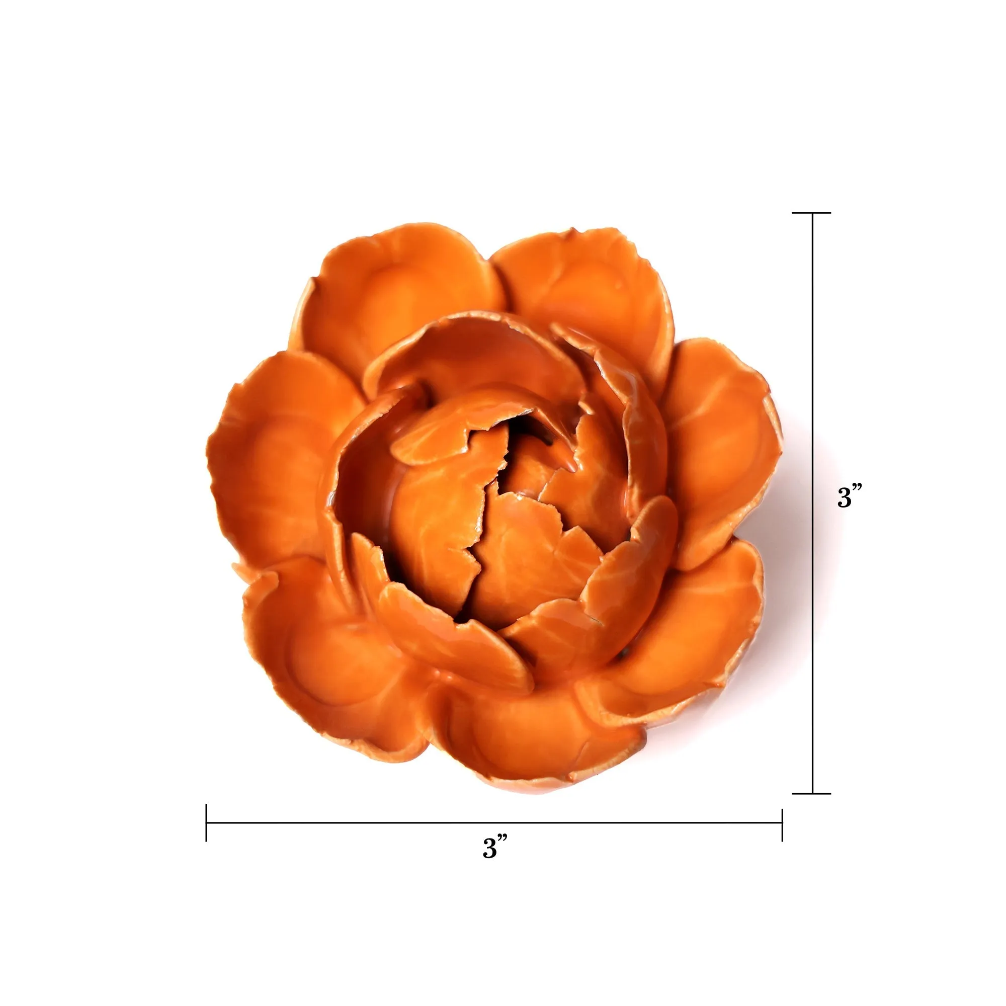 Ceramic Flower Wall Art Peony Orange 6