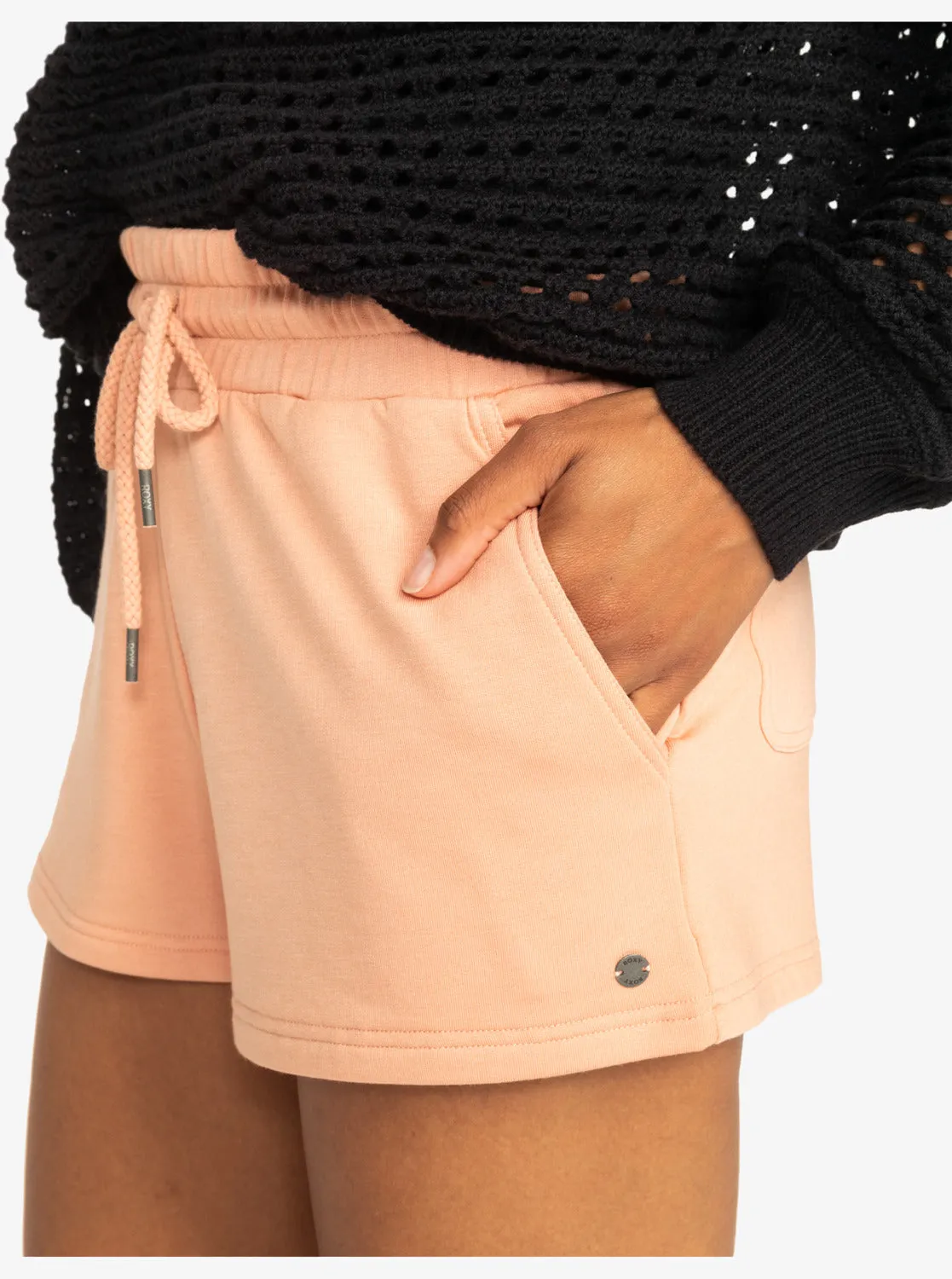 Check Out Elastic Waist Shorts - Dusty Coral