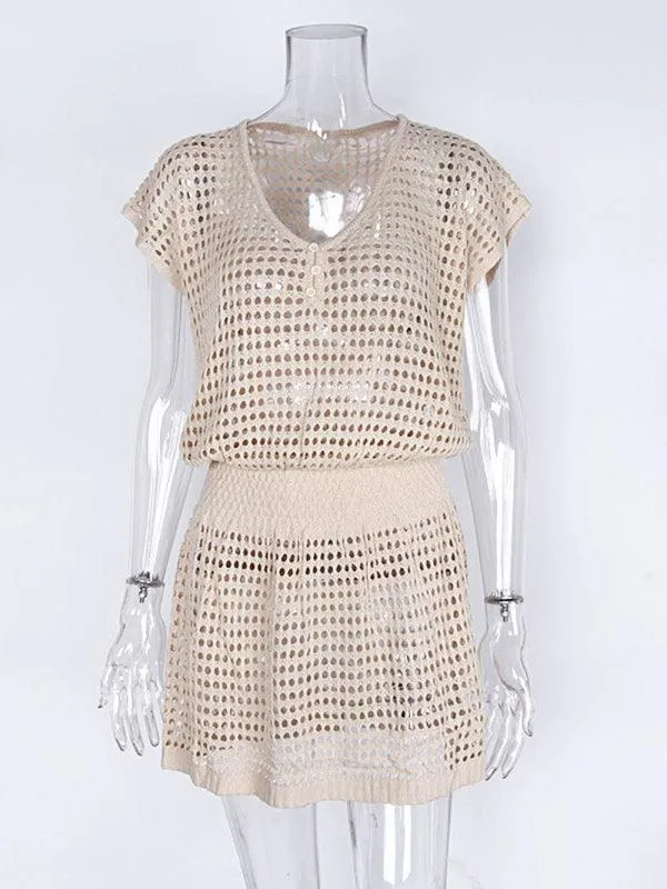 Chic Lace Knit Mini Summer Dress for Women