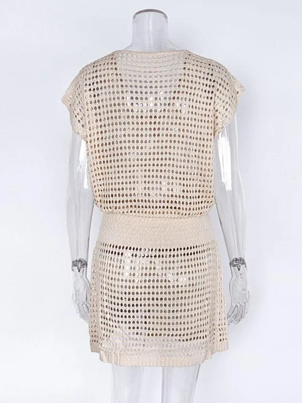 Chic Lace Knit Mini Summer Dress for Women