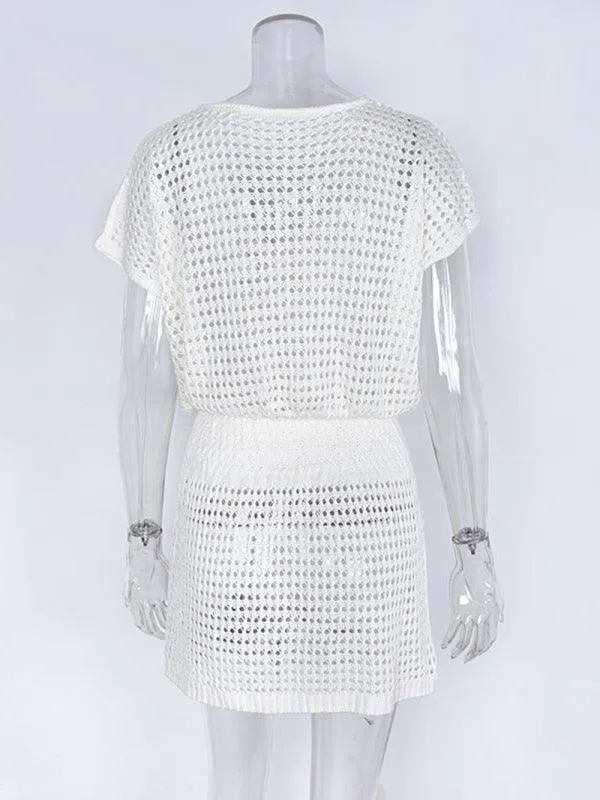 Chic Lace Knit Mini Summer Dress for Women