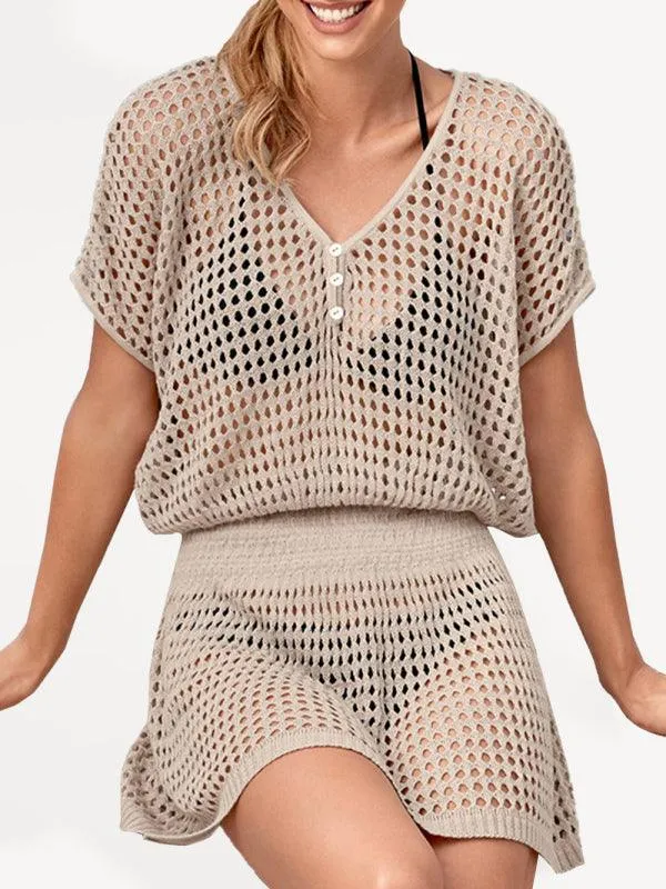 Chic Lace Knit Mini Summer Dress for Women
