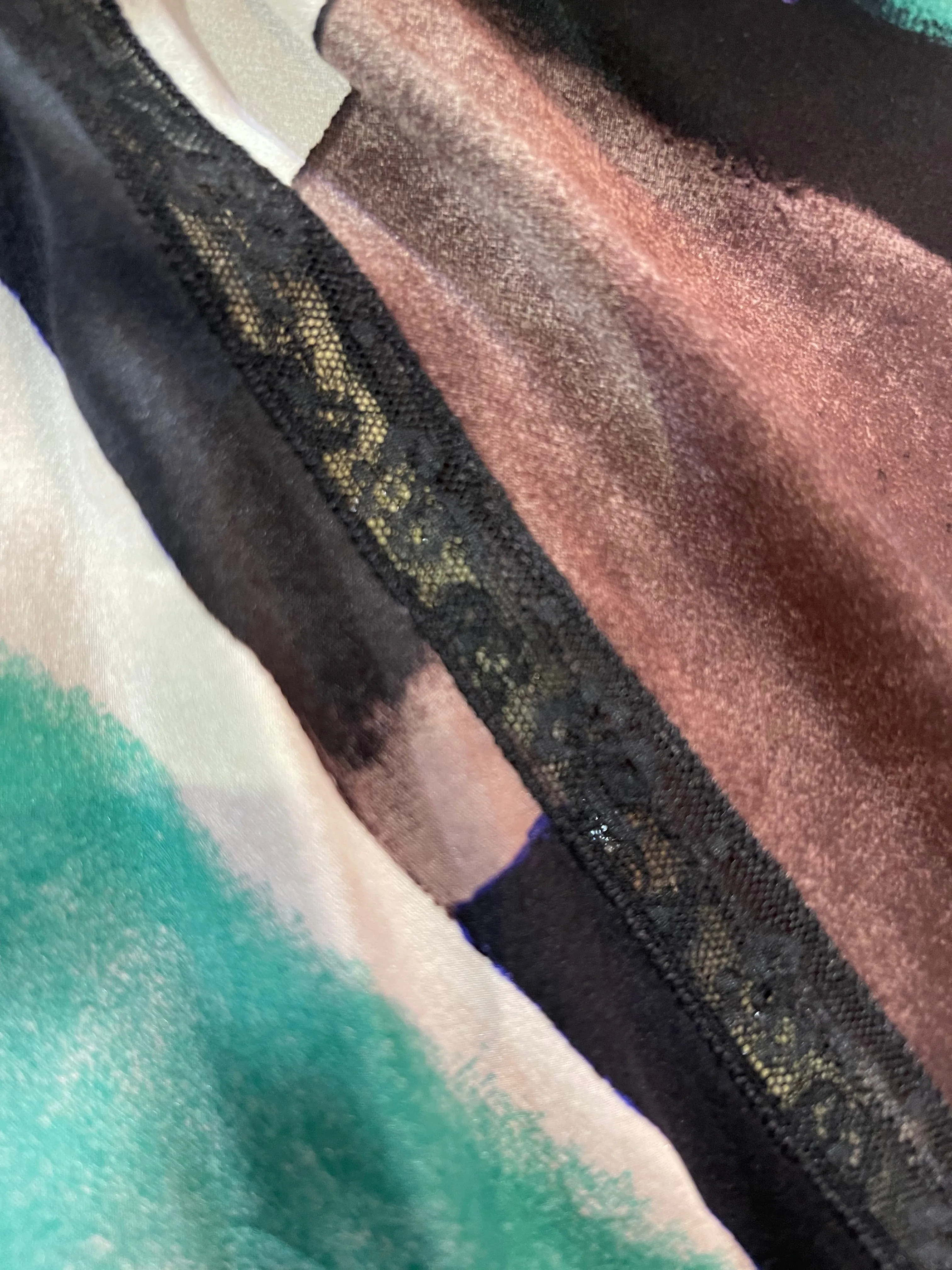 Chloe 80s Silk Print Dress with Velvet Trim