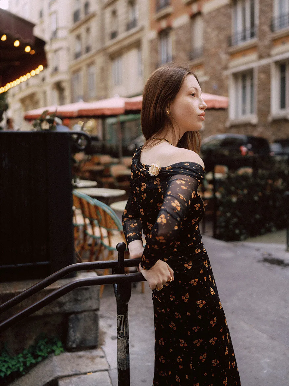 Citrus off-shoulder long dress