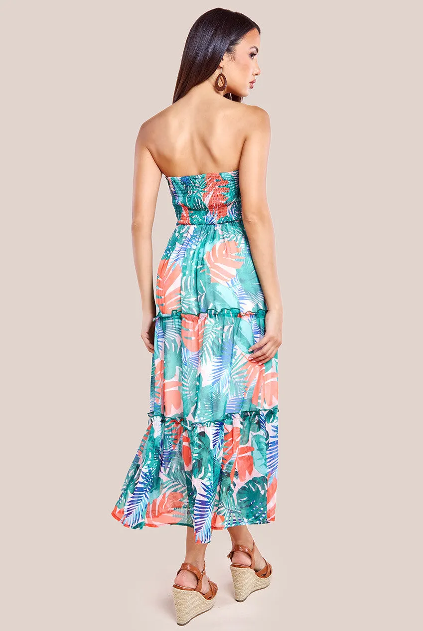 City Goddess Boobtube Printed Maxi Dress