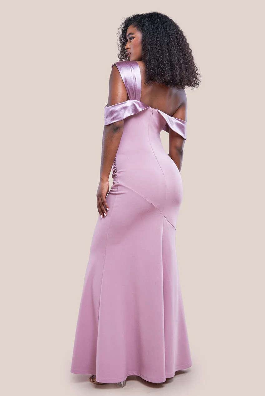 City Goddess One Shoulder Satin Band Maxi Dress