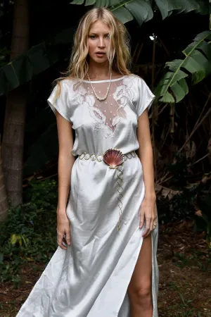 City Of Angels Silk And Appliqué Maxi Dress