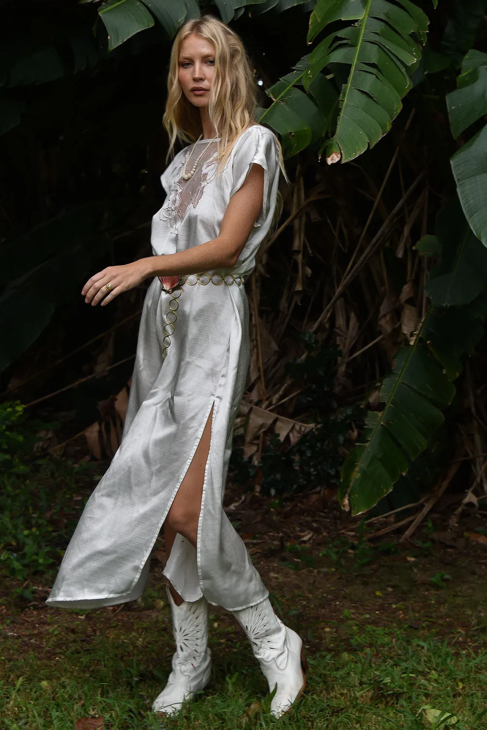 City Of Angels Silk And Appliqué Maxi Dress