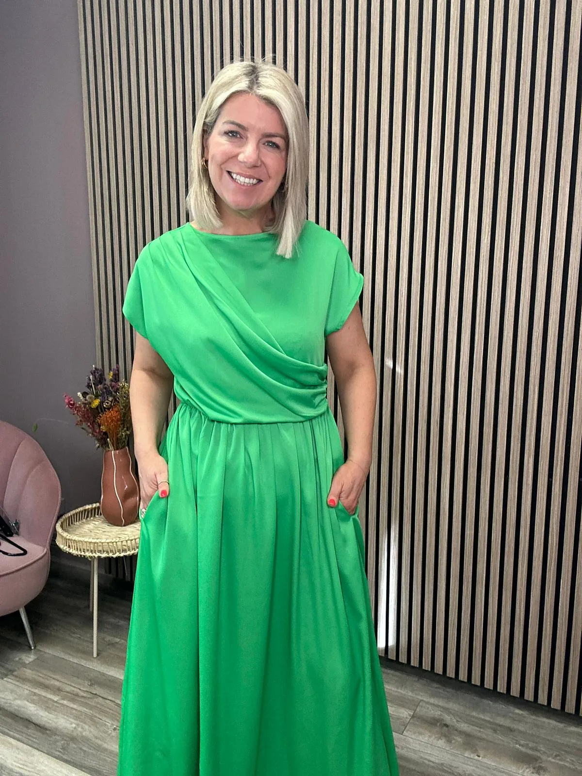 CLODAGH DRAPE MAXI DRESS (GREEN)