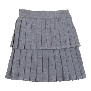 Coco Blanc Tiered Pleated Skirt- Heathered Blue
