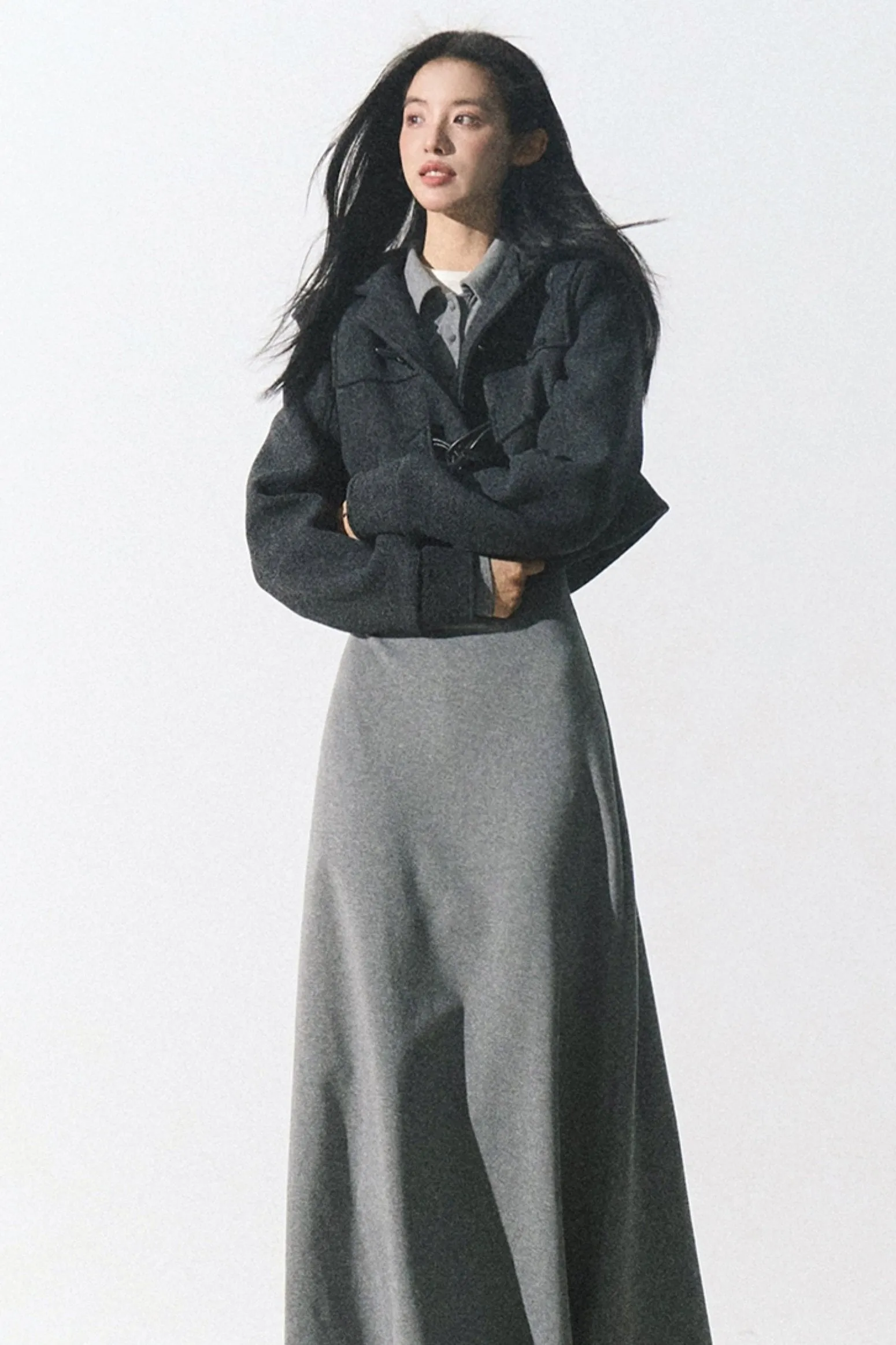 College Shirt Collar Knit Dress