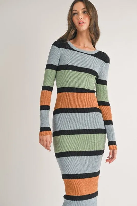 Color-Block Bodycon Maxi Dress
