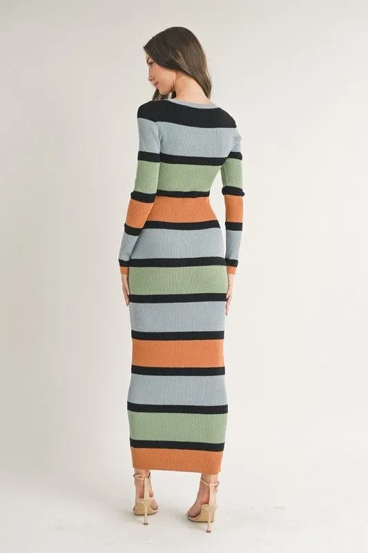 Color-Block Bodycon Maxi Dress