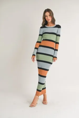 Color-Block Bodycon Maxi Dress