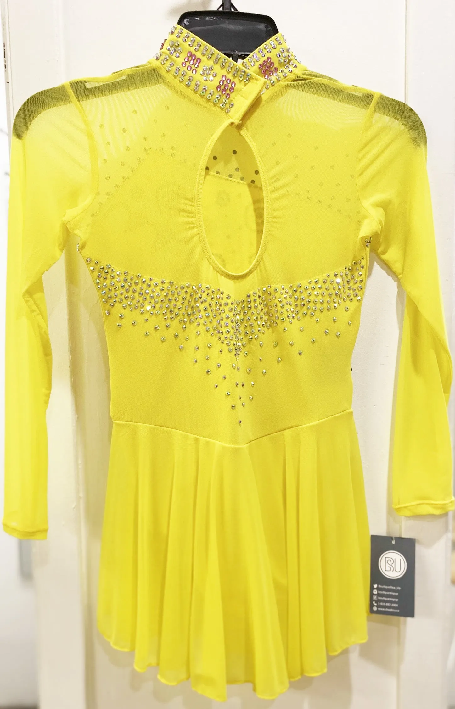 Competition Skating Dress Yellow Long Sleeves BSU8132.2 Size Youth 12-14