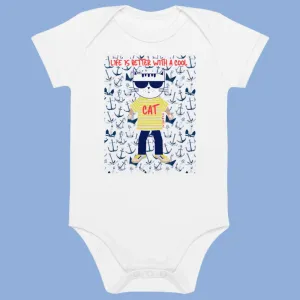 Cool Cat, Organic cotton newborn bodysuit
