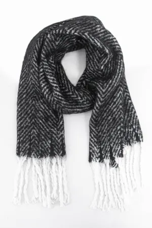 Cooper Heavyweight Scarf - Black, Herringbone
