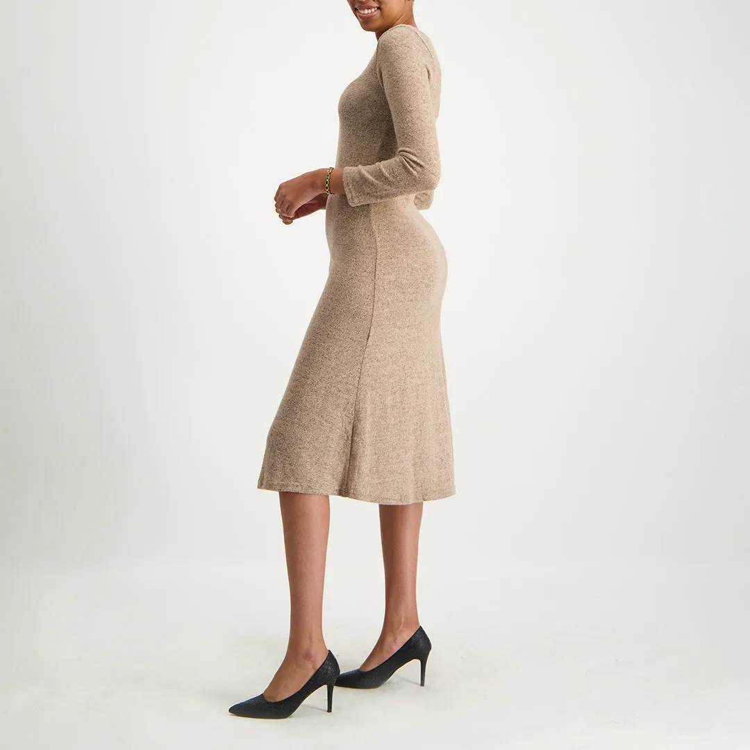 Copper ladies longsleeve french knit skater dress