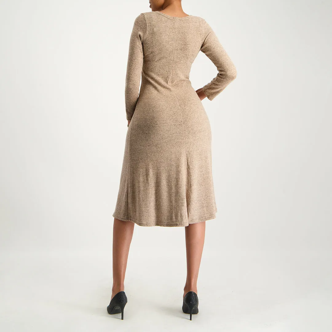 Copper ladies longsleeve french knit skater dress
