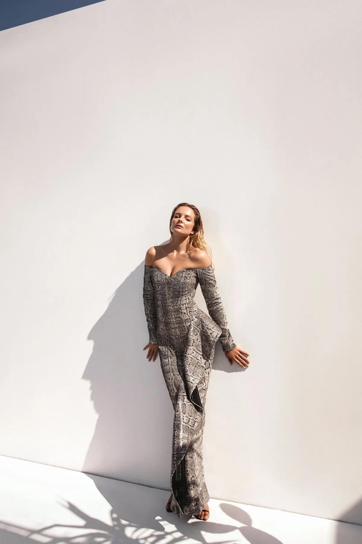Corseted snakeskin dress