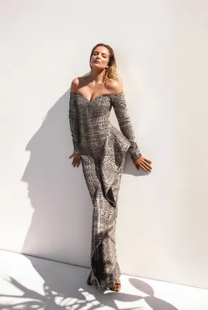 Corseted snakeskin dress