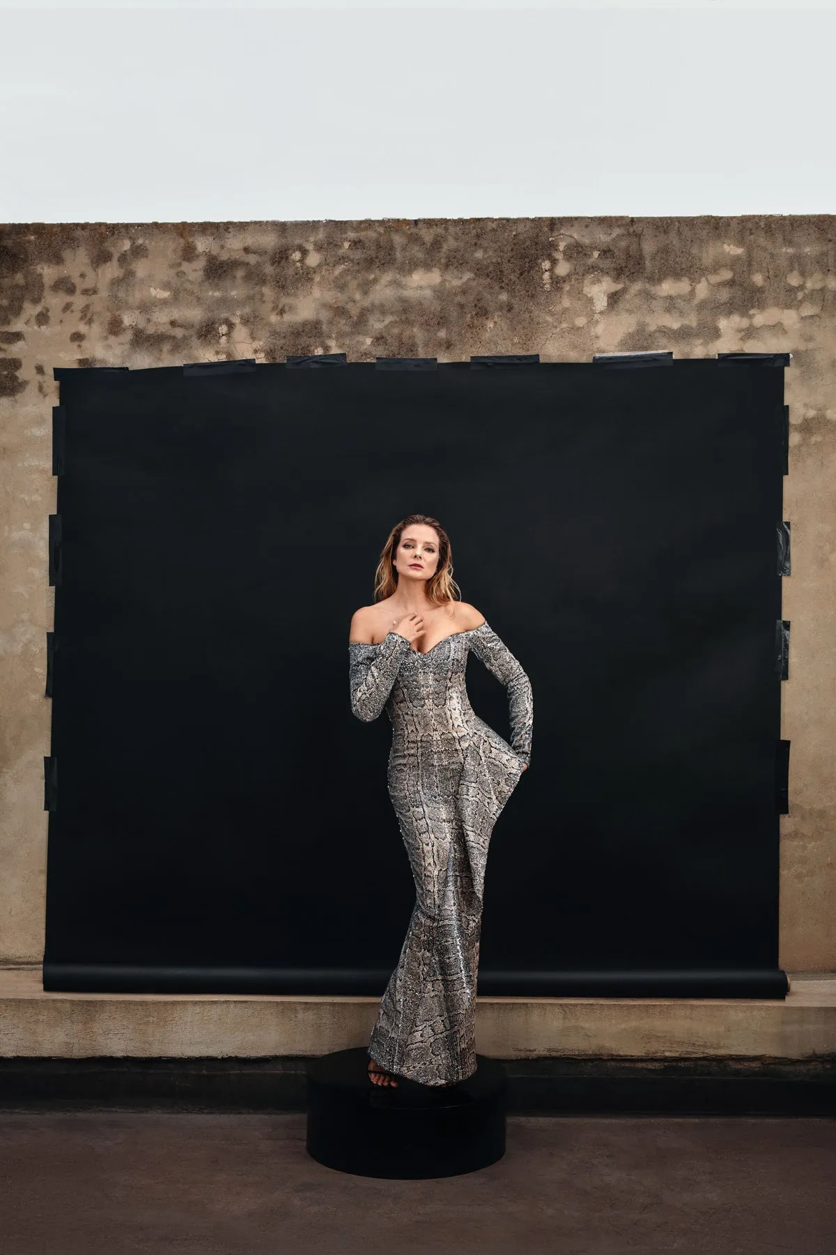 Corseted snakeskin dress