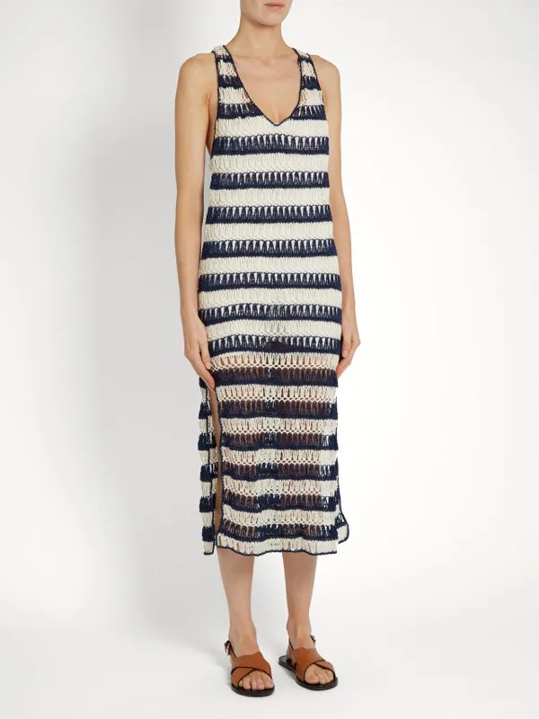 Crochet Sailor Bardot Maxi Dress