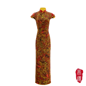 【CROWN JEWEL】Masterpiece Collection 100% Silk Wedding Cheongsam - Modern Qun Gua (Petal Sleeve / Regular Fit)(嫁囍金紅)