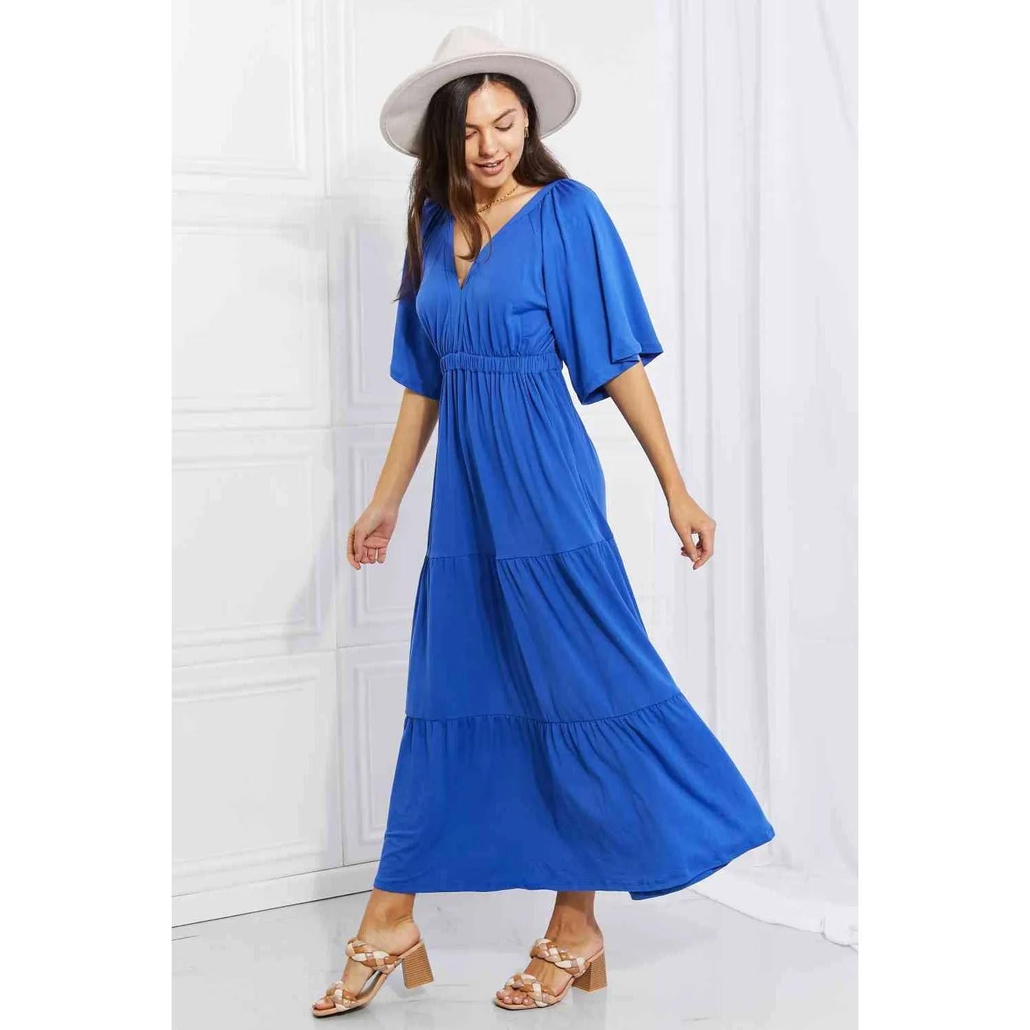 Culture Code Full Size My Muse Flare Sleeve Tiered Maxi Dress