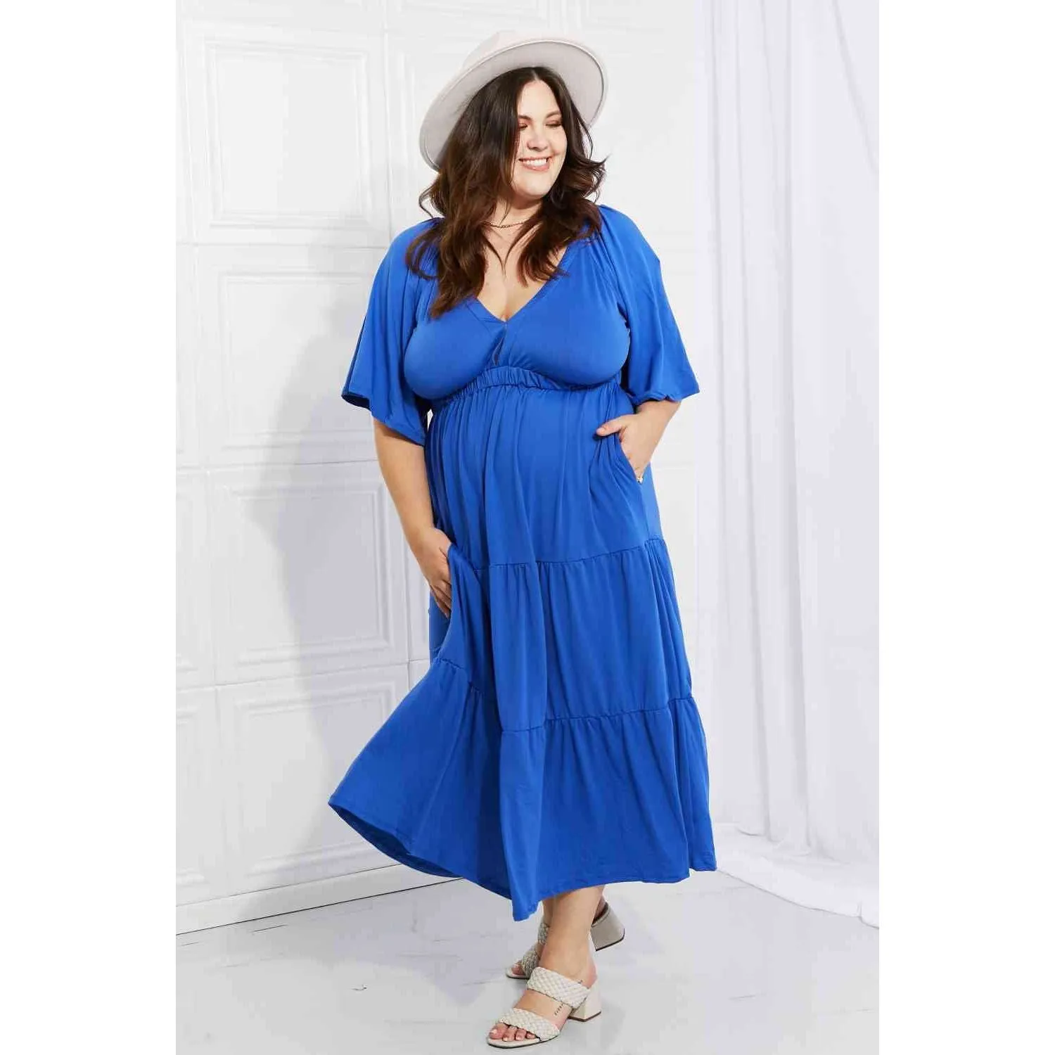 Culture Code Full Size My Muse Flare Sleeve Tiered Maxi Dress