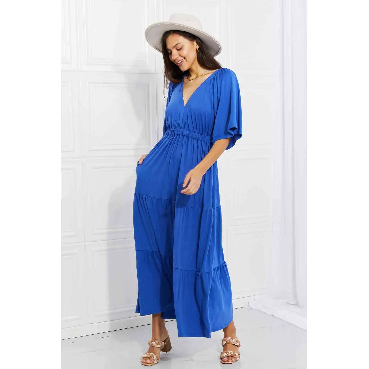 Culture Code Full Size My Muse Flare Sleeve Tiered Maxi Dress