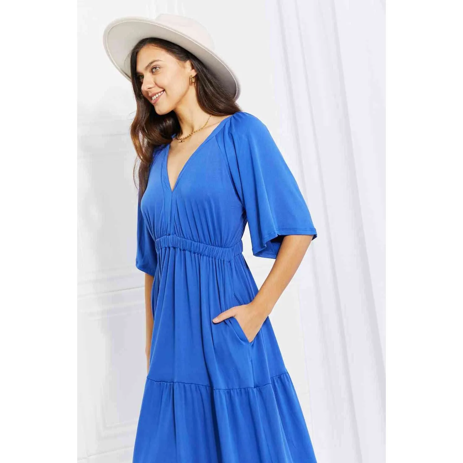 Culture Code Full Size My Muse Flare Sleeve Tiered Maxi Dress