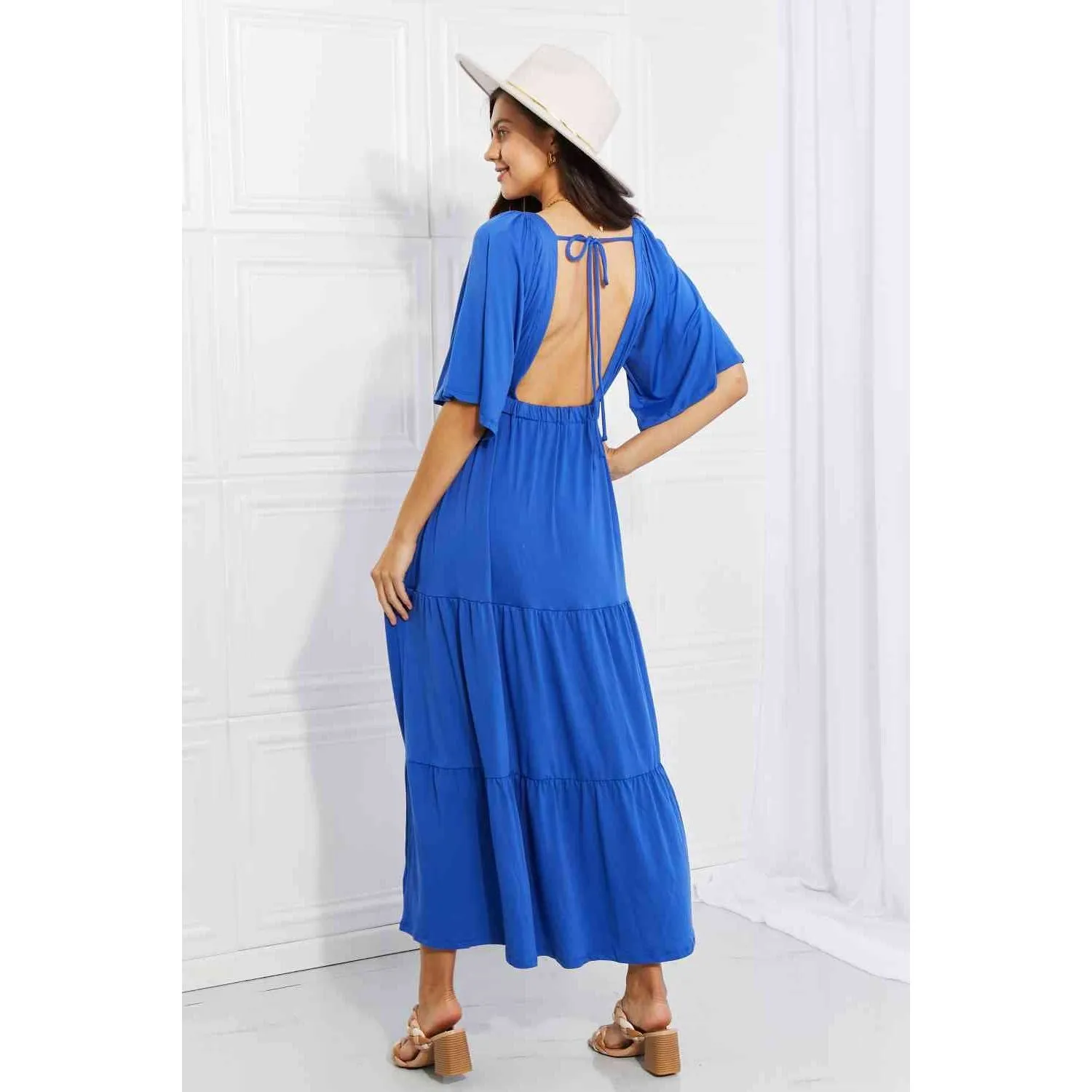 Culture Code Full Size My Muse Flare Sleeve Tiered Maxi Dress