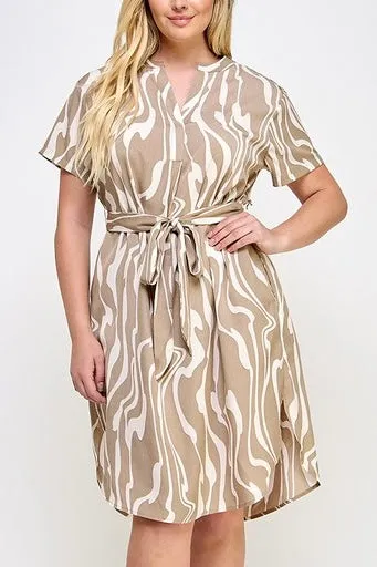 Curvy Marble Print Dress