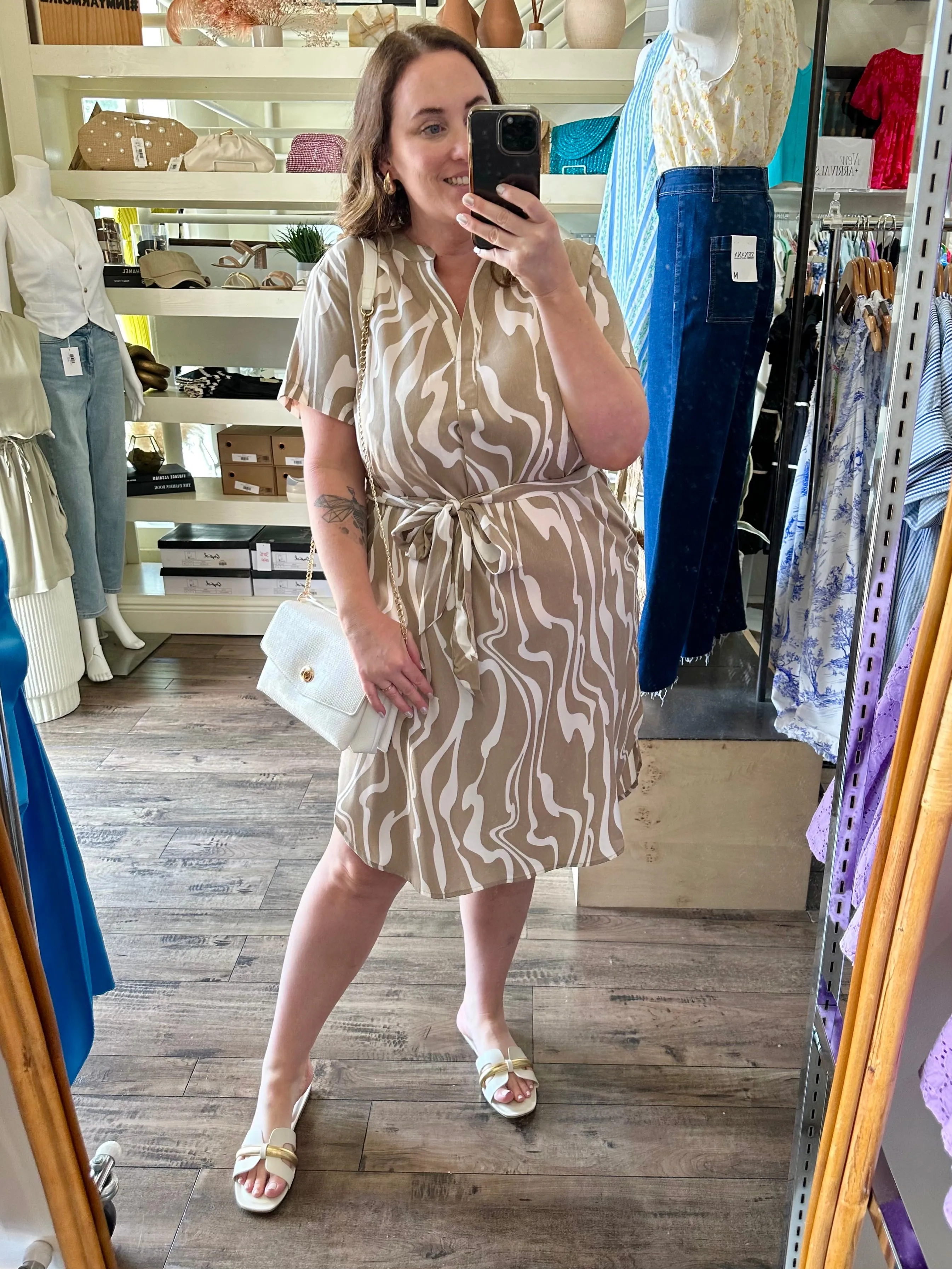 Curvy Marble Print Dress
