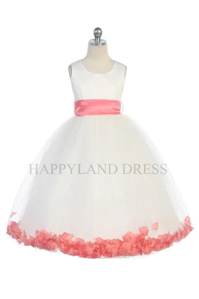 D2570 Ivory Dress with Flower Petals and Sash (26 Diff. Colors)