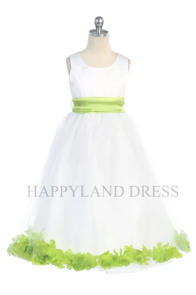 D2570 Ivory Dress with Flower Petals and Sash (26 Diff. Colors)